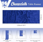 16 Pack Royal Blue Table Runners 10FT Cheesecloth Table Runner Boho Gauze Table Runner Long Rustic Sheer Fabric Table Runners for Wedding Party Bridal Shower Farmhouse & Home Decor - Image 2