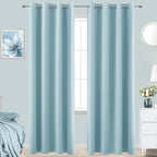 KOUFALL Light Blue Curtains 96 Inches Long for Living Room,Blackout Room Darkening Grommet Thermal Window Treatments Grand Millenial Curtain Drapes for Bedroom Decor,96 Inch Length 2 Panel Set by KOUFALL