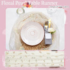 Lounsweer 3 Pcs Apricot Wildflower Table Runner 10ft Embroidery Tulle - Image 6