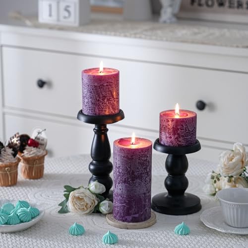 3x6 Inch Purple Pillar Candles Set of 3 - Hand-Poured Unscented Candles, Long Clean Burning, Large Big Candle, Smokeless Dripless Candle for Dinner Table, Wedding, Home, Bathroom, Advent Decor - Image 5