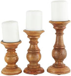 Deco 79 Mango Wood Candle Holders, Set of 3, 10", 8", 6"H, Brown by Unknown
