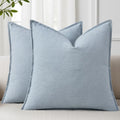 decorUhome Fall Sky Blue Linen Throw Pillow Covers 26x26 Set of 2 by decorUhome