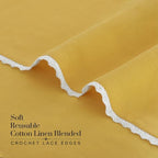 FINGERCRAFT Lace Cloth Napkins, Cotton Linen, 12 Pack, 20x20 Inch, Gold - Image 6