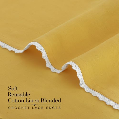FINGERCRAFT Lace Cloth Napkins, Cotton Linen, 12 Pack, 20x20 Inch, Gold - Image 6