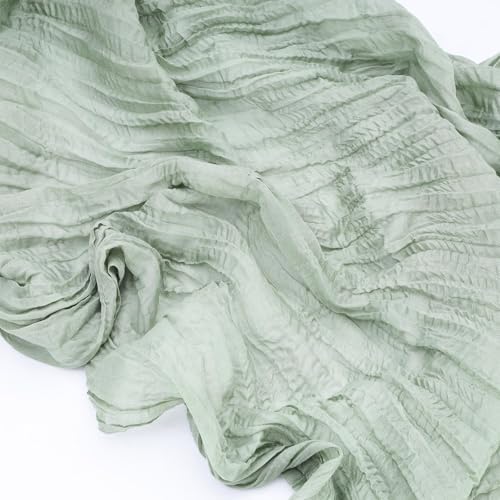 LemonRoad 4 Pcs 20ft Cheesecloth Table Runners Boho Gauze, Sage Green - Image 3