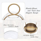 Hurricane Candle Holders Set of 2, 5" & 4" Metal and Glass Candle Lantern with Clear Dome for Pillar Candle, Wedding & Christmas Table Centerpiece, Farmhouse Home Decor (Brass, Large & Small) - Image 4