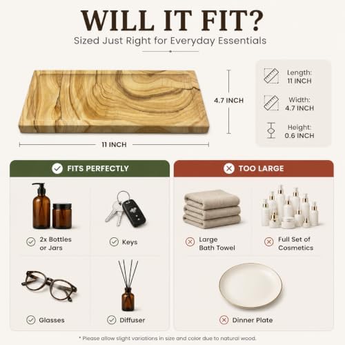 Sandstone Tray for Bathroom Countertop, Rectangular Stone Decorative Tray, Vanity Tray for Makeup, Perfume, Skincare, Jewelry & Bathroom Accessories (Earth Tone) - Image 3