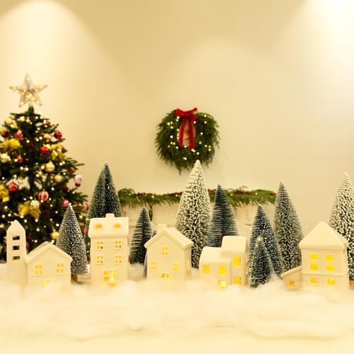 White Ceramic Christmas Village Houses Christmas Decorations Indoor (Style 1) - Image 4
