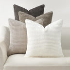 Topfinel Neutral Grey Pillow Covers Set of 4,Boho Sofa Throw Pillows Covers for Couch-Multi Combo 20" x 20" Set of 4-Corduroy Textured Fun Holiday Home Decor Euro Shams by Topfinel