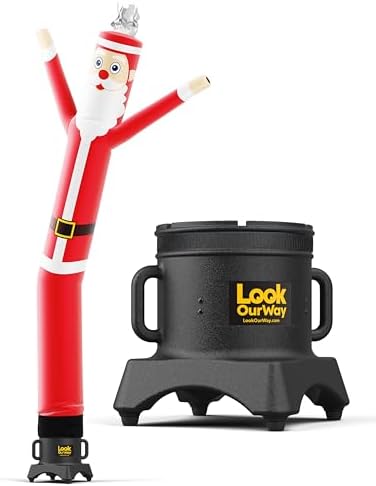 LookOurWay Air Dancers Inflatable Tube Man Attachment | 10ft Tall Set | Wacky Waving Christmas Inflatables Tube Guy | Blower Included | Outdoor Holiday decoration | Christmas Theme - Santa by LookOurWay