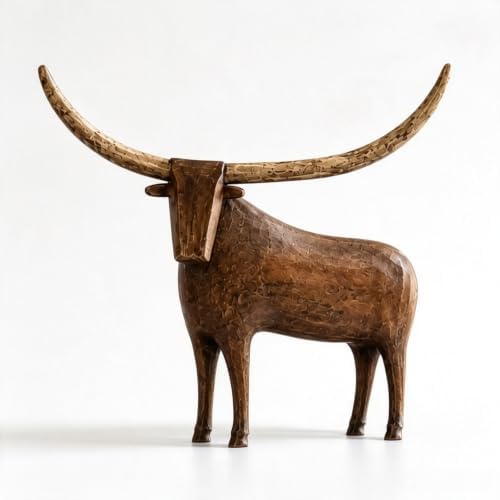 Vintage Longhorn Bull Sculpture by Unknown