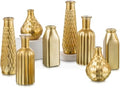 Glasseam Gold Glass Vase, 8pcs Cylindrical Home Decor, Antique Art Deco Style, Holds Water, Gold Electroplating Finish, Living Room Kitchen Bathroom Bedroom Decor, Table Centerpieces by Glasseam