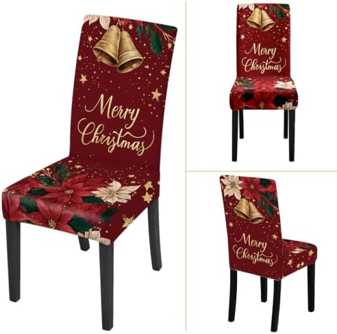 Christmas Chair Covers Set of 6,Stretchable Kitchen Dining Room Chair Covers Decorations Removable Washable Dining Chair Slipcovers Chair Protectors for Dining Room & Kitchen - Image 7