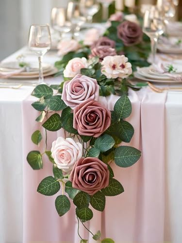InnoGear Artificial Flowers, 50 Pcs Dusty Pink Foam Fake Roses Bulk with Stems for Decoration DIY Wedding Bouquets Centerpieces Bridal Shower Party Christmas Tree - Image 5