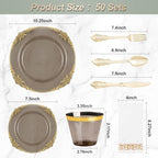 Bestluck 350PCS Clear Black Plastic Plates for 50 Guests - Image 2