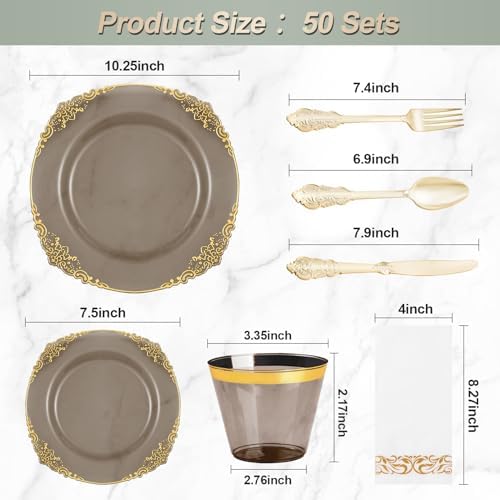 Bestluck 350PCS Clear Black Plastic Plates for 50 Guests - Image 2