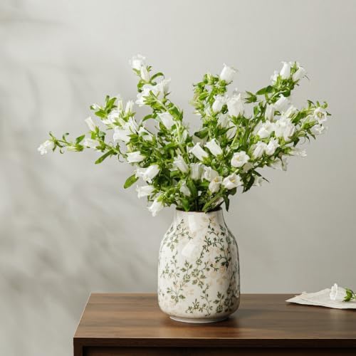 Ceramic Flower Vase for Home Decor, Vintage Green Decorative Vase 7.8 Inch - Image 2