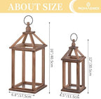 Romadedi Wood Candle Lantern Decorative, Brown, Rustic Decor Set of 2 - Image 5