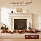 Thanksgiving Harvest Garland 6FT, Dahlia Pumpkin Pomegranate Berries Maple Leaves Grapevine with LED Lights, Fall Farmhouse Mantle Decor and Autumn Fireplace Table Centerpiece - Image 2