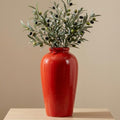 Red Ceramic Vase for Home Decor - 11 Inch Tall Modern Decorative Vase for Centerpieces, Boho Flower Vase for Pampas Grass, Christmas, Living Room, Kitchen, Fireplace, Entryway, Shelf Decor by Wancetang