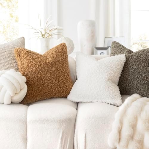 Foindtower Decorative Fuzzy Faux Fur Throw Pillow Covers 20x20 Sage Green - Image 4
