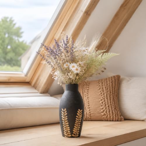 Home Decor Ikebana Vases For Centerpieces,Wood Flower Vase For Living Room Decor，Black Boho Bookshelf Desk Entry Way Coffee Table Decor,Kitchen Office Laundry Bedroom Decor Aesthetic Vases For Flowers - Image 3