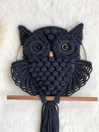 Bohemian Owl Macramé Wall Hanging Pack Of 2-12 x 23 Inch, Black - Image 4