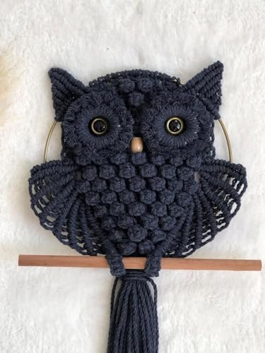 Bohemian Owl Macramé Wall Hanging Pack Of 2-12 x 23 Inch, Black - Image 4