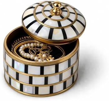 Decorative Jewelry Trinket Box Unique Gift for Home Decor Antique Metal Case with Mother of Pearl Sindoor Box/Coin Box (Triple Black) - Image 6