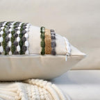 Aeckself Boho Pillow Covers 18x18 Inch Set of 2, Farmhouse Decorative Striped Square Chenille Tufted Accent Neutral Throw Pillow Covers for Living Room Couch Bed, Green - Image 3