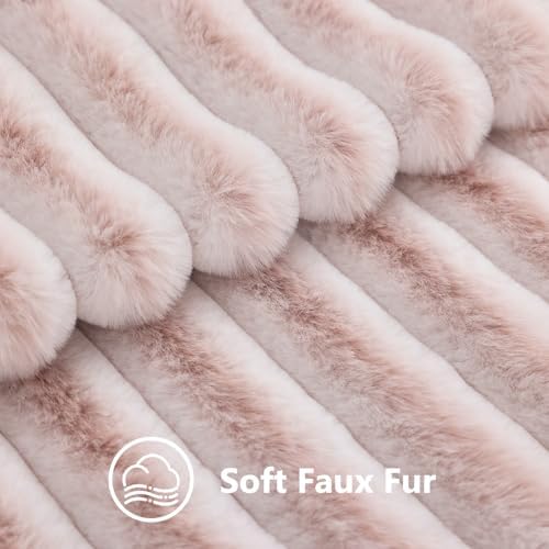 decorUhome Fall Faux Fur Throw Pillow Covers 26x26 Set of 2 Pink White - Image 3