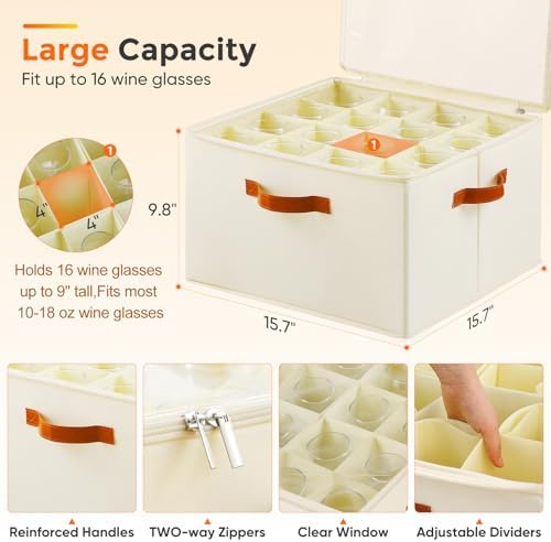 Foyego Wine Glass Storage Box, 2 Pack, Beige - Image 3