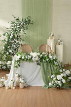 Ling's moment Flower Garland, 6FT Eucalyptus & Rose White & Lily & Olive - Image 4