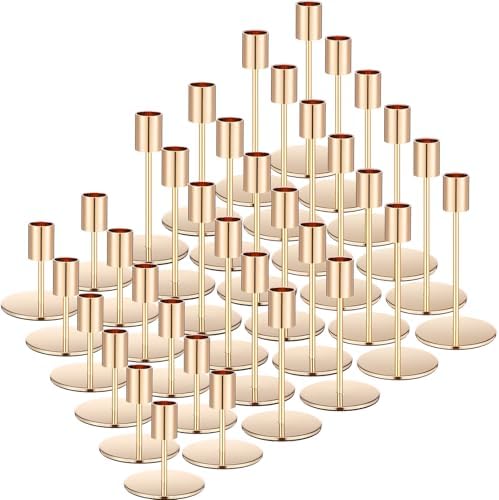 Sieral Candle Holders Bulk Taper Candlesticks Holders Set Modern Decorative Metal Candelabras for Wedding Anniversary Home Dinning Table Centerpiece Xmas Party Decor(Gold,36 Pcs) by Sieral