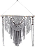 Deco 79 Cotton Macrame Wall Decor with Beaded Tassels, 36" x 1" x 46", Gray by Unknown