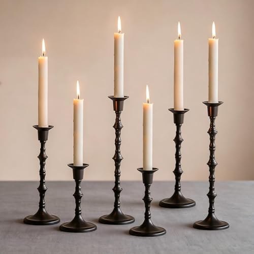 NUPTIO Black Candlestick Holders for Halloween: Unique Gothic Design by Nuptio