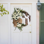 Easter Cross Wreath with Burlap Bow, Easter Door Wreath with Burlap Bow Swag Bowknot Rustic Farmhouse Spring Lily Wreath Easter Decorations for Hanging Door Decor (23IN Num.04) - Image 3