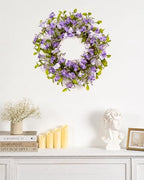 Summer Wreath for Front Door, 22 in Purple Cherry Blossom Hydrangea - Image 3