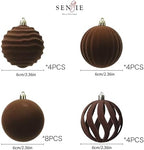 20Pcs Brown Velvet Christmas Ornaments Set,2.36In Flocked Ornaments Balls - Image 4