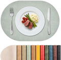 MOSAYT Vinyl Faux Leather Oval Placemats, Set of 6, Green by MOSAYT