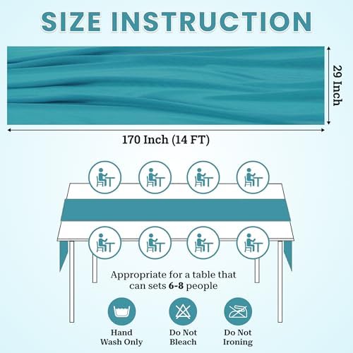 MDS Pack of 10 | Peacock Blue | 10ft Chiffon Table Runner 29x170 Inches Long Romantic Rustic Sheer Gauze Runner for Wedding Bridal Shower Birthday Banquets Engagement Spring Easter Boho Decorationss - Image 3