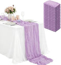 16 Pack Purple Lavender Cheesecloth Table Runner 35x120 Inch Boho Rustic Gauze Table Runners, 10Ft Long Sheer Purple Lavender Cheese Cloth Table Runners for Wedding Bridal Shower Party Table Decor by Zrlljp