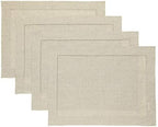 Solino Home 100% Pure Linen Woven Placemats Natural, 14 x 19 in, Set of 4 by SolinoHome
