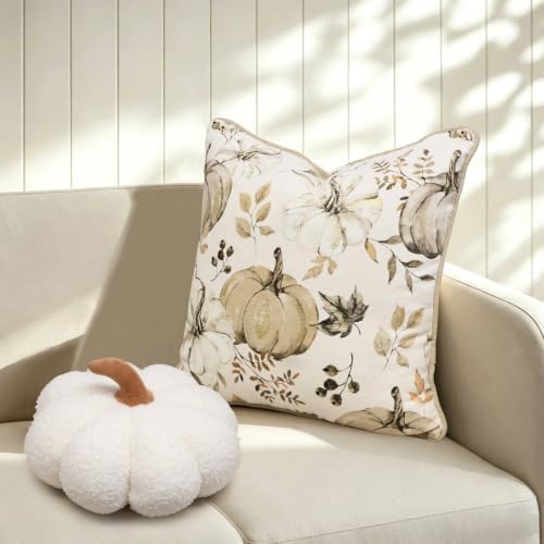 Fall Pumpkin Pillow Covers Set of 2,20x20 Inch,Beige - Image 4