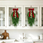 Christmas Teardrop Swag, Christmas Pine Needles Front Door Wreath,Bow Bells - Image 6