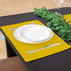 Cloth Yellow Placemats Set of 8, Linen Type Fabric Placemats Machine Washable Heat Resistant Placemats Polyester Place Mats for Halloween, Thanksgiving and Christmas Dining Table (Yellow) - Image 3