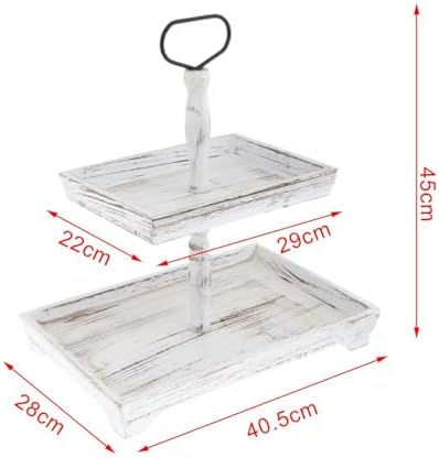 Tiered Tray Wooden Dessert Plate Serving Tray Display Stand Fruit Snack Holder Layered Wood Suitable for Dinning Room Gift Home Parties, Rectangle - Image 2