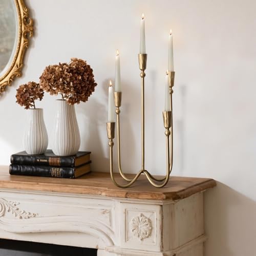 Large Iron Candelabra Centerpieces for Tables, 5 Arm Taper Candle Holders - Image 6
