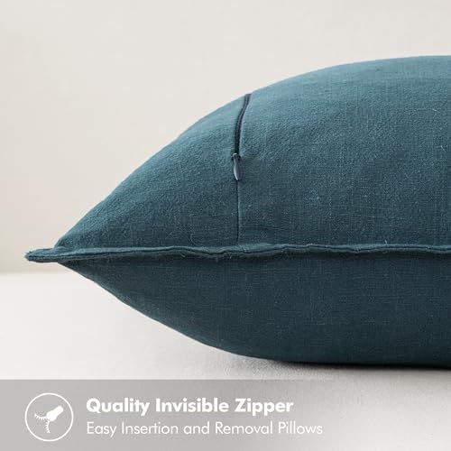 MIULEE Decorative Linen Euro Sham Pillow Covers 24x24 Blue - Image 3