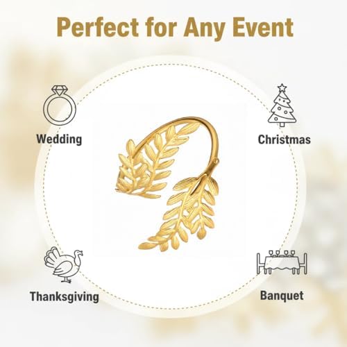 100 Pcs Gold Napkin Rings Bulk Delicate Napkin Holder for Dining Wedding Party Banquet Table Decroration Christmas and Daily Use - Gold Wheat - Image 4